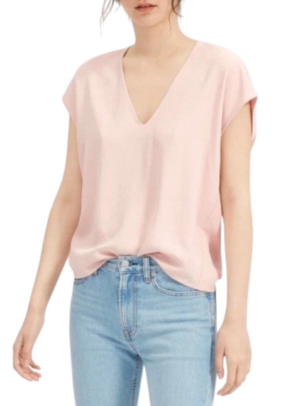 Everlane Japanese Go-Weave V-Neck Top 4 Rose Pink